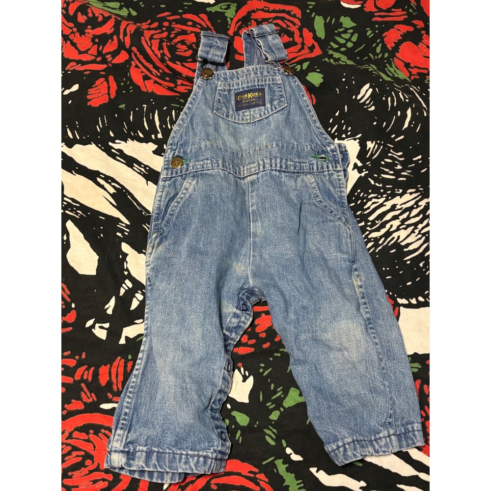 Vintage OshKosh B'gosh Blue Denim Bib Overalls Kids Size 18 Months